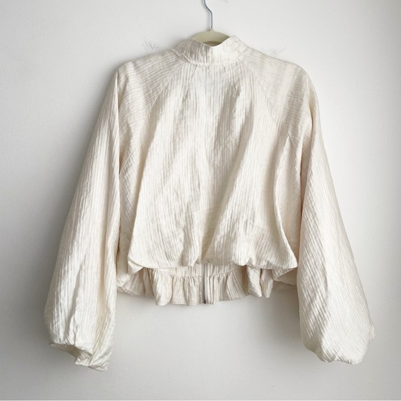 Tageechita zip up Jacket Balloon Sleeve Willow Blouson white cream neutral large - Picture 4 of 13